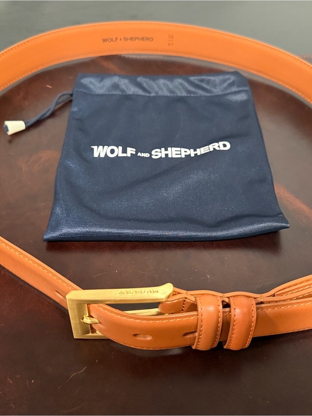 Wolf & Shepherd Men’s Honey/Brown Stealth Leather Dress Belt Size 38